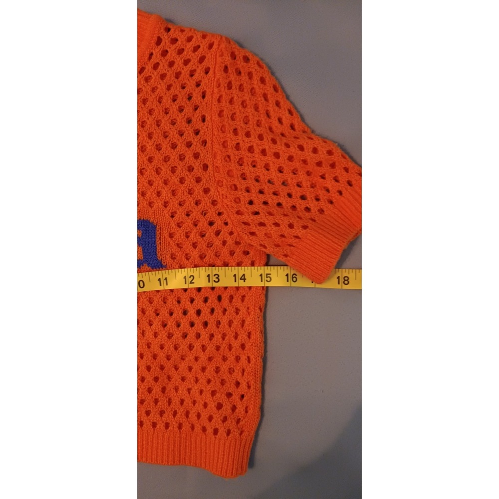 womens crop top sweater xs fanta soda graphic mesh novelty y2k 90s retro crochet - Picture 3 of 10